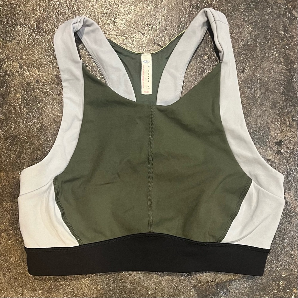Free People Movement Sports Bra Olive Green and Blue Racerback Size M